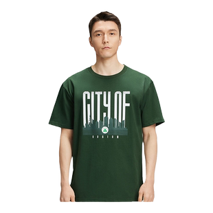 NBA球队文化系列洛杉矶湖人勇士凯尔特人宽松重磅版黑色T恤