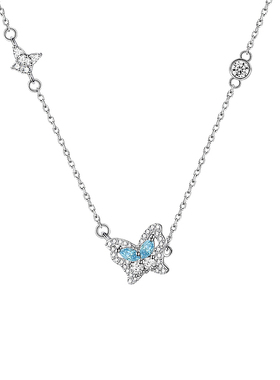 S925纯银蝴蝶项链女夏轻奢小众高级感锁骨链送闺蜜生日礼物格林娜