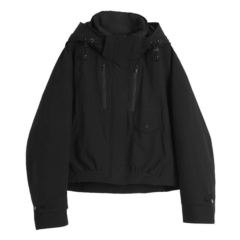 90白鸭绒米白色假两件羽绒服ELLE