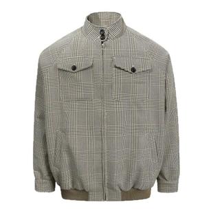 RTIMFD复古威尔士亲王千鸟格拉链夹克os哈灵顿短宽版立体剪裁外套