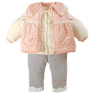 三件套装婴儿衣服秋冬装外出服女宝宝夹加厚棉服袄分体款季超好看