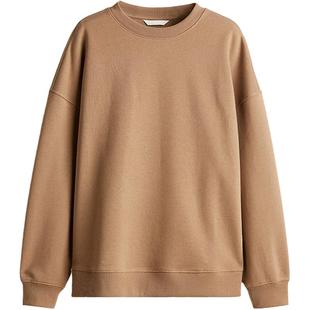 HM女装miu系卫衣加绒加厚落肩长袖宽松套头美式卫衣打底衫1243667