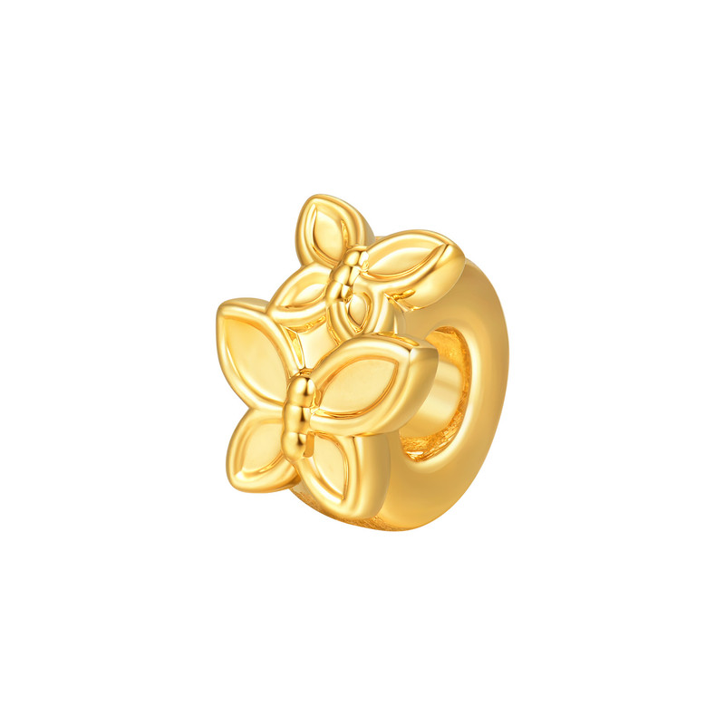 明牌珠宝金蝴蝶硬金转运珠 足金福蝶串珠黄金路路通手串AFP1513