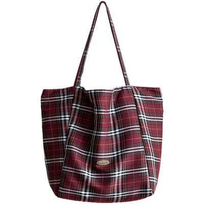 喜凡你单肩包格纹韩系托特