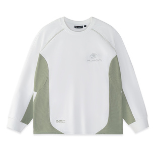 FILA FUSION斐乐潮牌男子套头卫衣2024冬季新款休闲拼色针织上衣