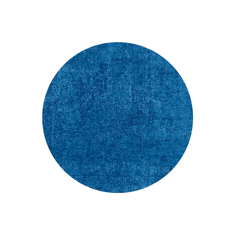 【藏雪绒系列】CCF 布鲁尼岛中古风蓝色圆形可机洗地毯可拆洗卧室