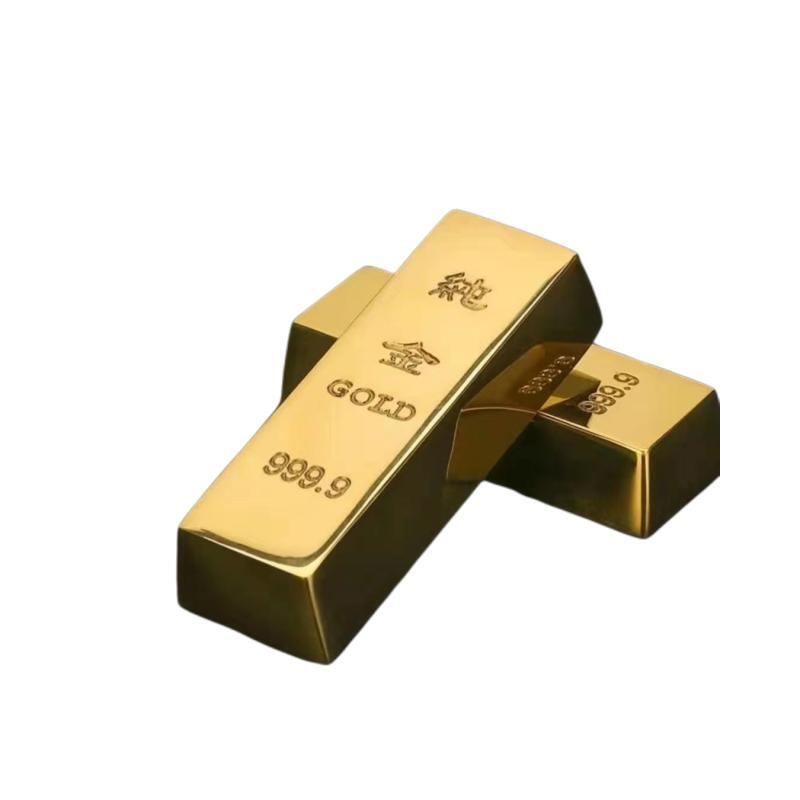纯黄铜金条工艺品摆件招财金砖装饰品仿真模型镇纸铜创意装饰品