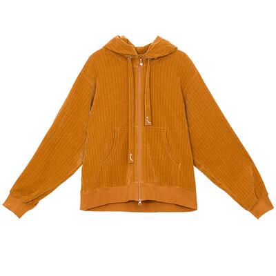 谜底连帽卫衣女冬季新品休闲风暖橙色软糯亲肤上衣244MV1569