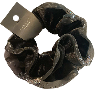 韩国ins风小众设计感碎钻网纱丝绒双层大肠发圈气质头绳马尾皮筋