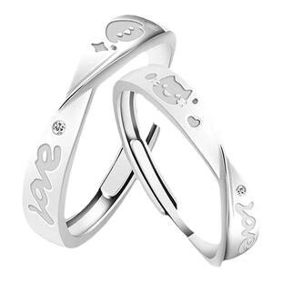 KOOKISS欢喜冤家夜光猫狗情侣对戒礼物纯银可爱小众设计闺蜜戒指