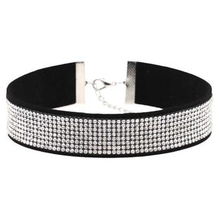 欧美满钻颈链项链韩国绒项圈水钻束颈元素颈带短锁骨链choker少女