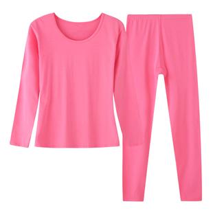 莫代尔女士秋衣秋裤纯棉少女塑身美体低领薄款打底保暖内衣套装女