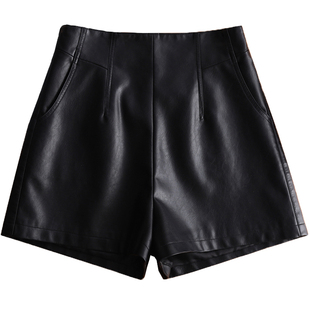 绵羊皮真皮短裤女2025新款欧洲站高腰显瘦a字阔腿裤宽松外穿靴裤
