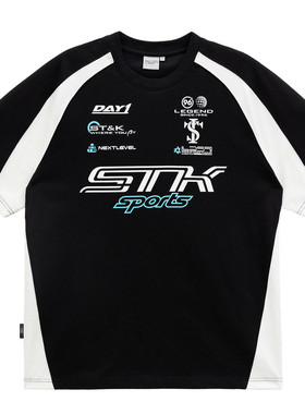 STK SmallTownKid F1方程式拼接赛车短袖T恤潮牌字母印花撞色TEE