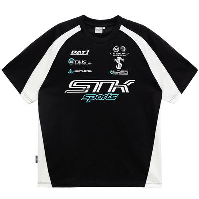 STK SmallTownKid F1方程式拼接赛车短袖T恤潮牌字母印花撞色TEE