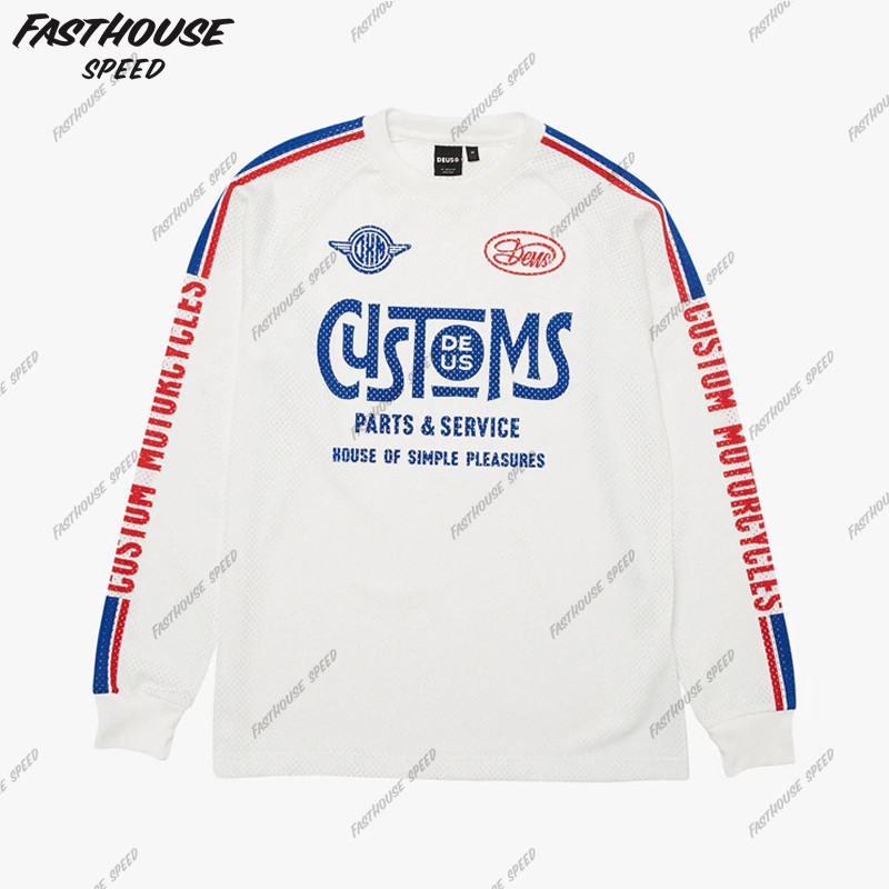 deus复古越野摩托车骑行服装备透气速干长袖t恤黑色赛车机车服男