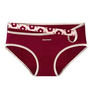 红运小红花~本命年红色女生内裤女纯棉抗菌红内裤女士中腰三角裤