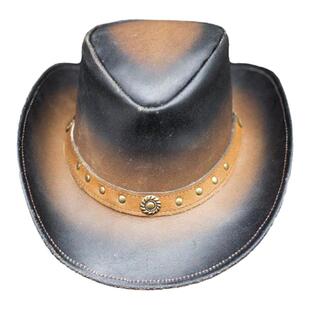 Cowboy㊣英国代购 手作迷人西部牛仔风圆顶真正牛皮帽子