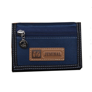 杰米路学院风短款三折学生钱包男孩韩版潮帆布男皮夹儿童少年卡包