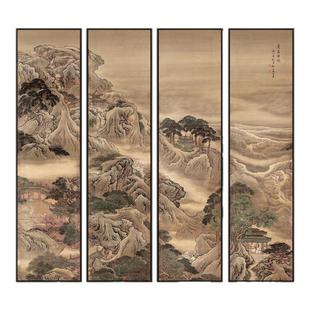 新中式客厅蓬莱仙境山水风景挂画酒店大厅多联组合背景墙装饰画