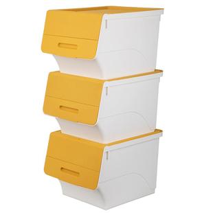 茶花收纳箱收纳盒零食衣服儿童玩具整理箱家用翻盖斜口抽屉式塑料