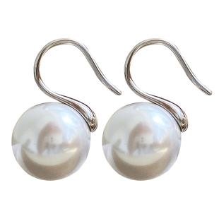 丝绸冷光澳白珍珠耳钩耳钉高跟鞋款无耳洞耳夹蓝血通体s925纯银