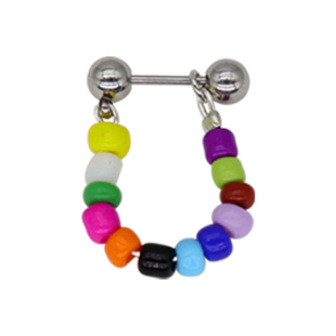 猴子家原创钛钢彩虹米珠迷你彩色串珠耳蜗链条拧螺丝耳骨钉