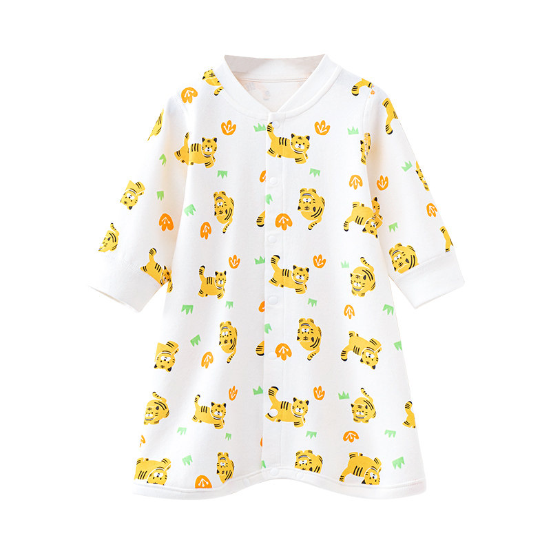 婴儿睡袍春秋纯棉可爱小老虎婴幼儿睡裙防踢被家居服睡袋宝宝睡衣