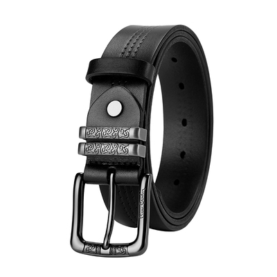 皮尔卡丹男士针扣皮带商务休闲牛皮腰带高档正品真皮牛仔裤腰带男