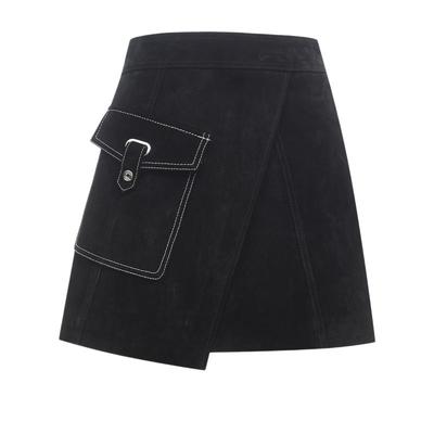 绫致ONLY秋冬季休闲设计感A字高腰短款皮裙半身裙女潮