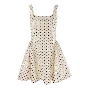 韩语琳 法式方领波点吊带连衣裙女2025春季新款高级好看收腰短裙