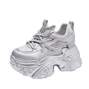 老爹鞋女款2026新款秋冬黑色透气爆款厚底增高老爹鞋休闲运动鞋女