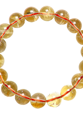 天然保真原矿巴西黄水晶圆珠单圈手串手链时尚情侣闺蜜饰品女男