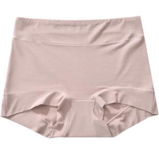 莫代尔内裤女平角无痕100%纯棉裆中高腰收腹大码胖mm四角裤加长裆