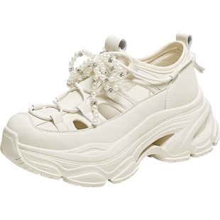 TATA他她厚底轻便老爹鞋女镂空透气凉鞋洞洞鞋2025夏新款CN501BM5