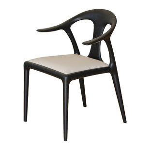 进口白蜡木实木高端餐椅侘寂风软包餐厅椅子悬挂式日式新中式圈椅