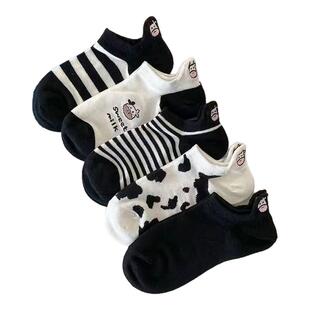 夏季船袜子女奶牛短袜ins潮流百搭薄款吸汗透气女士可爱日系袜子