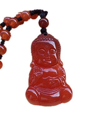 萌系红玛瑙项链玉石挂件吊坠