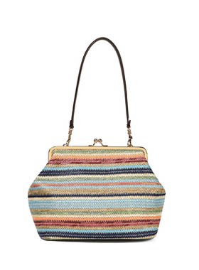 芯曼莉彩虹草编大容量沙滩夹子包