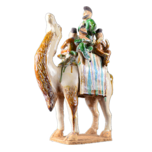 学校教育仿古唐三彩五人骆驼骑驼乐舞俑艺术品载乐俑古董收藏摆件