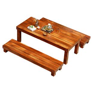 户外庭院矮桌椅组合阳台休闲小桌喝茶一桌二椅室外露台实木三件套