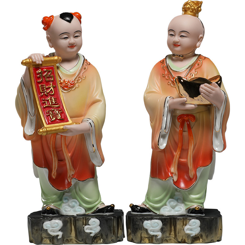 锵锵陶瓷10至14寸招财进宝童子像