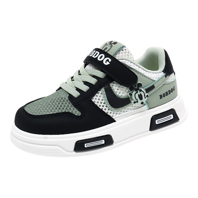 巴布豆童鞋皮面防水男童板鞋