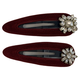 韩国进口高级感宫廷复古水钻闪闪雪花丝绒一套发夹刘海侧边发夹