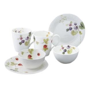 日本Narumi鸣海露西花园骨瓷碗碟盘双人餐具套装六件套新婚礼物