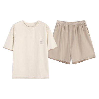 纯棉短袖短裤睡衣家居服情侣