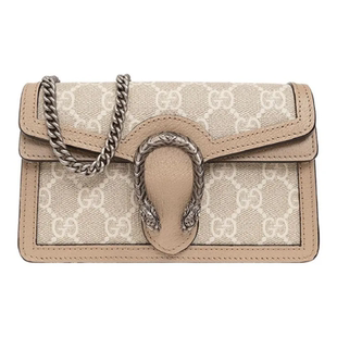 9.9新GUCCI古驰 Dionysus 酒神帆布拼皮米色/白色女款迷你单肩包