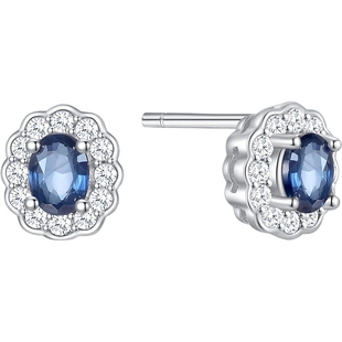 潮宏基追光s925银蓝宝石耳钉银饰耳饰礼物高级妇女节妈妈礼物