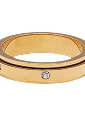 YUSTUDIO情侣钛钢轻奢风金色指环