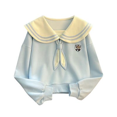 时尚海军领秋冬学院风加绒卫衣女